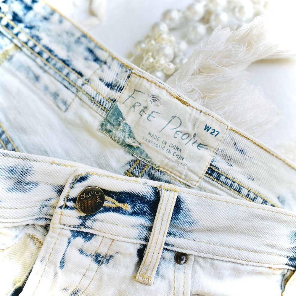 FREE PEOPLE | 27 | Patchwork Destroyed High Rise Denim Jean Cut Off Hot Shorts